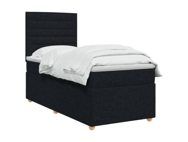vidaXL Boxspringbett mit Matratze Schwarz 90 x 190 cm Stoff Bietet perfekt ausgewogene Unterstützung, Anpassbar an deine Wunschhöhe, Praktische und energiesparende USB-Beleuchtung