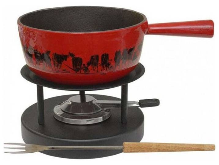 Käsefondue-Set Kuh rot