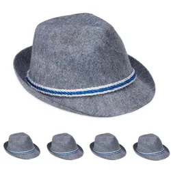 Relaxdays Trachtenhut Bayern 5er Set Weiß,Blau,Grau