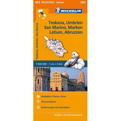 Michelin Toskana, Umbrien, San Marino, Marken, Latium, Abruzzen, Karte von , Michelin, 978-2-06-722847-4