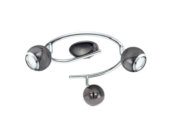 Eglo LED Plafonnier Bimeda\, lampe de plafond 3 flammes\, projecteurs en métal nickel-néro et chrome\, lampe de séjour\, spots avec ampoules GU10\, lumière blanc chaud