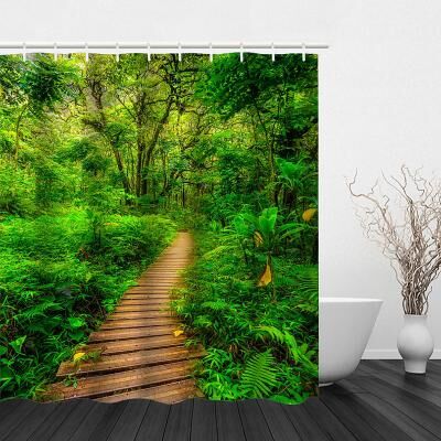 LightInthebox Beautiful Landscape Nature Landscape Print Waterproof Shower Curtain Modern Polyester Machined Waterproof Bathroom With Hooks