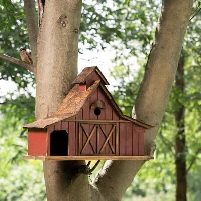 "Glitzhome 20.75""W Extra-Large Farmhouse Rustic Wood Barn Birdhouse - 20.75"" W x 14.96"" H x 8.27"" D"