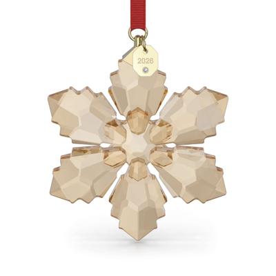 Dekohänger SWAROVSKI "Kristallfigur Sammelfigur Annual Edition Festive Ornament 2026", goldfarben, rot, kristallweiß, Dekohänger, Baumwolle, Kristallglas, Metall, Swarovski Kristall