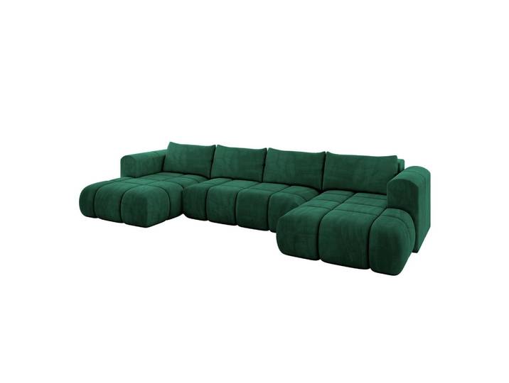 WOHNLANDSCHAFT CLOUD-U 405x185x90 Dunkelgrün Velours