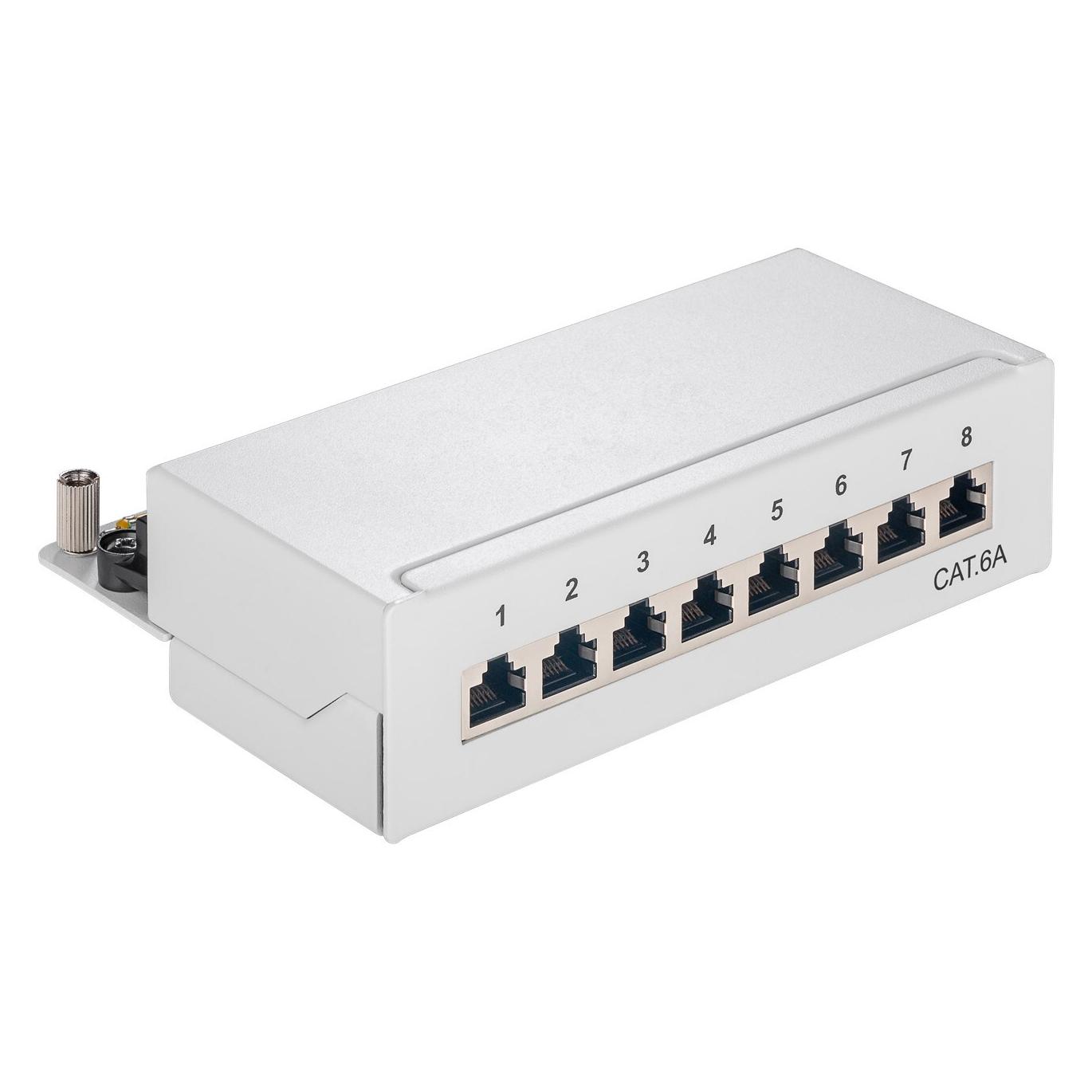 Goobay CAT 6a Mini/Desktop Patch Panel, 8 Port, Grau (62063)