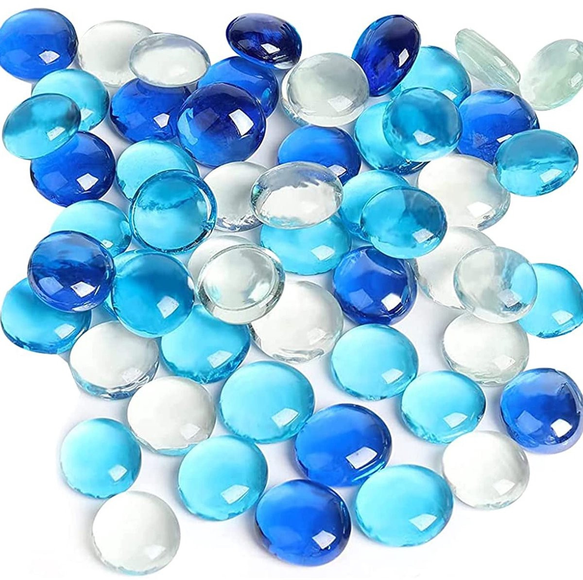 100 stuks helder blauwe glazen nuggets set voor decoratie, mozaïek en aquaria