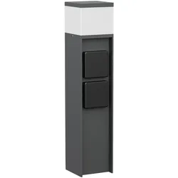 ledscom.de Pollerleuchte PODEL für außen, 39cm, anthrazit, 2 Steckdosen, inkl. G9 Leuchtmittel, 501lm, warmweiß