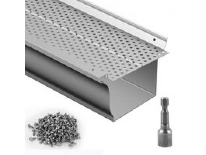 VEVOR Grille de Protection Gouttière 127 mm Pare-feuilles pour Gouttières Aluminium 13PCS Longueur Totale 15,9 m Trou 4 mm Épaisseur 0,5 mm Protège-gouttière Anti-feuille pour Tout Type Toit Gouttière