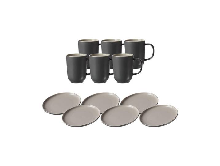 Ritzenhoff Breker Kaffeeservice Jasper grau 12er Set, Grau, Keramik, 12-teilig, 2x2x2 cm, Geschirr, Geschirrsets, Kaffeeservice