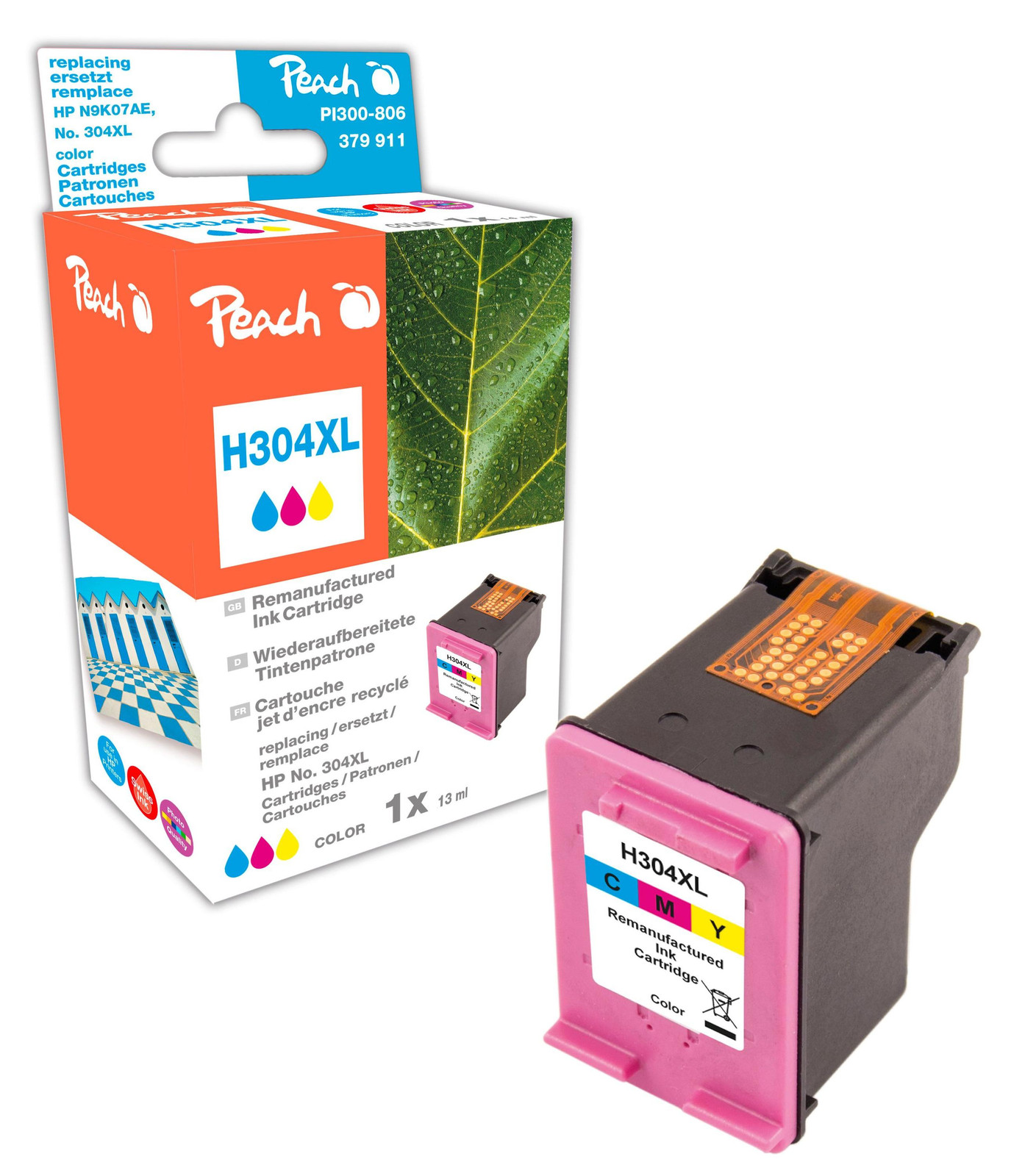 Peach PI300-806 Peach Patroon HP Nr. 304XL N9K07AE compatibel