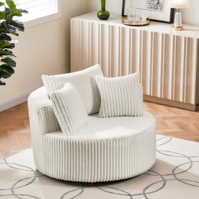 Loedds Swivel Accent Chair with Pillows, Upholstery, Rounded Arms, Cushion Back and Single Seat Cushion