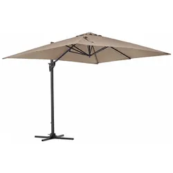 Ampelschirm Porto - Aluminium Anthrazit, Polyester-Stoff Taupe, 3x3 m