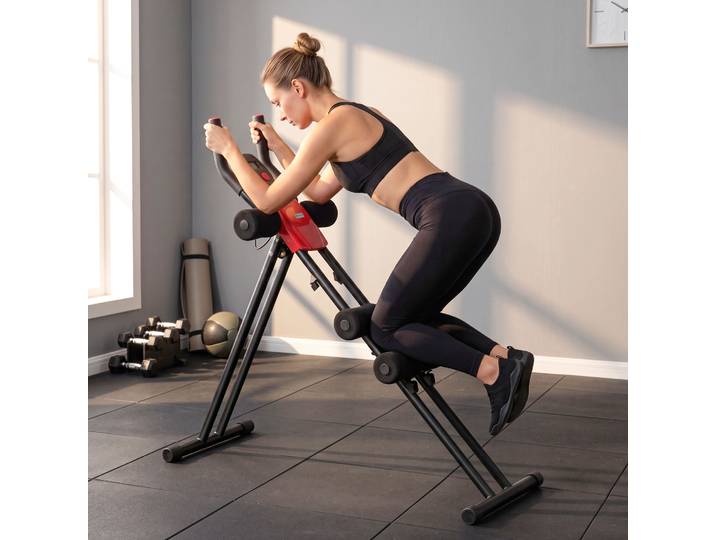 SPORTNOW Abdominaux Pliable LCD Entraînement Maison Rouge Noir
