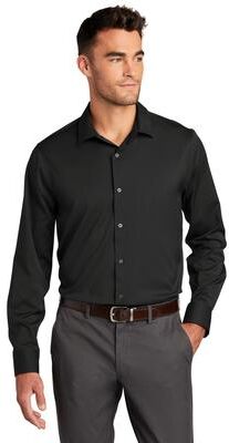 Port Authority W680 City Stretch Shirt in Black size Small   Polyester/Spandex Blend