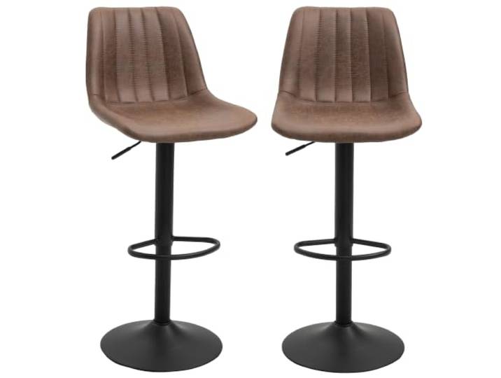HOMCOM Lot de 2 Tabourets de Bar Tabouret Haut Vintage Réglable Marron Pivotant\, avec Repose-Pied