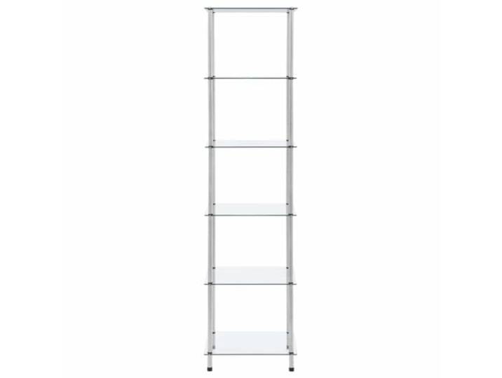GFMGUEMV Glasvitrine mit 6 Böden aus Hartglas, Standregal Transparent 40x40x160 cm, modernes Mehrzweckregal für Wohnzimmer, Büro oder Bad, robust und pflegeleicht