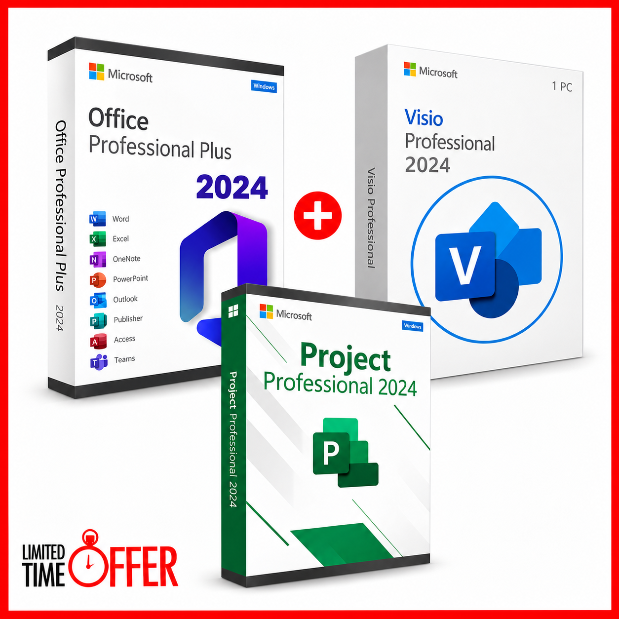 Microsoft Office 2024 Pro Plus + Project Professional 2024 + Visio Professional 2024 – Lifetime Bundle