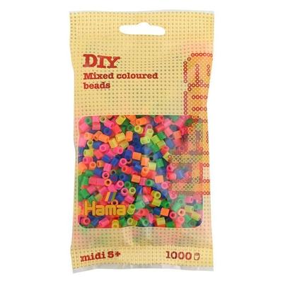 Hama® Bügelperlen Midi - Neon Mix 1000 Perlen.