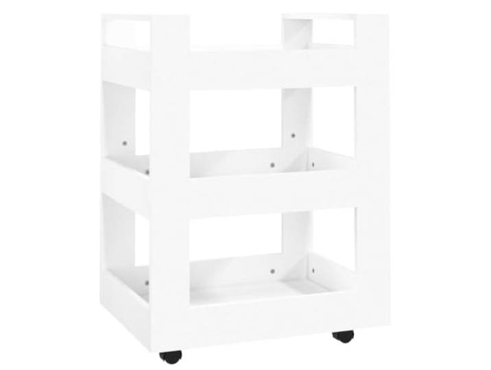 Foknhdi Küchenwagen Weiß 60x45x80 cm Rollwagen mit 3 Ablagen Vielseitiger Beistellwagen aus Holzwerkstoff mit 3 Ablagen und Rollen für Ordnung in Küche, Esszimmer oder Vorratsraum.
