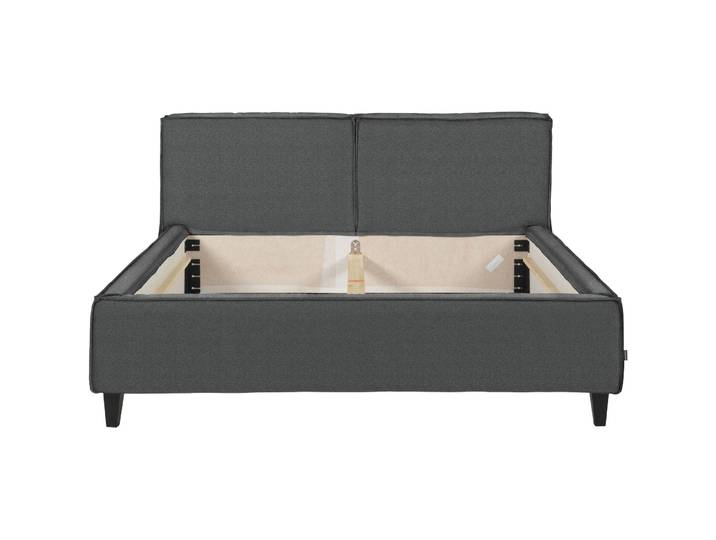 Bett Smith grau Leder 140 x 200 cm - Bett