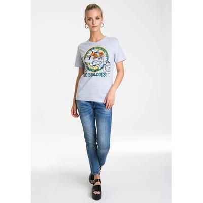 T-Shirt LOGOSHIRT "Riverdale – Go Bulldogs", Damen, Gr. 3XL, grau (grau, meliert), 95% Baumwolle, 5% Viskose, bedruckt, meliert, normal, Rundhals, Shirts T-Shirt, mit lizenziertem Originaldesign