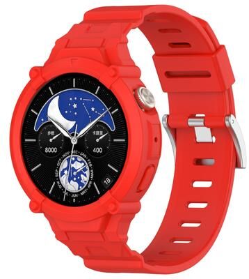Everyday Crate Vivo Watch 5 Watch 3 Silicone Watch Band With Integrated Watch Case Protective Strap red