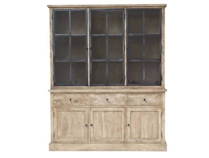 Vaisselier en bois de manguier brossée et métal noir Clotilde