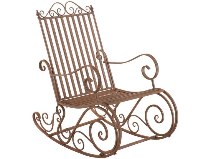 CLP Gartenschaukelstuhl Metall Braun, 56x94x90 cm, Gartenmöbel, Gartenliegen, Liegestühle