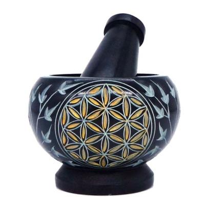 Mörser 'Blume des Lebens' gold