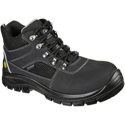 Sicherheitsstiefel SKECHERS "TROPHUS - LETIC" Gr. 46, schwarz, 46, kühlend, Mesh, Nubukleder, Schuhe, S1 P ESD, durchtrittsicher, bequem und elektrisch ableitend