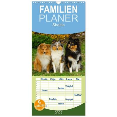 Familienplaner 2027 - Sheltie 2027 mit 5 Spalten (Wandkalender, 21 x 45 cm) CALVENDO
