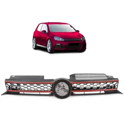 Kühlergrill Schwarz mit Rot Streifen passend für VW Golf 6 GTI 2008-2012