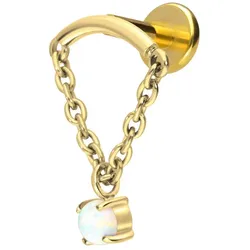 Titan Labret mit Innengewinde BOGEN + KETTE + SYNTHETISCHER OPAL