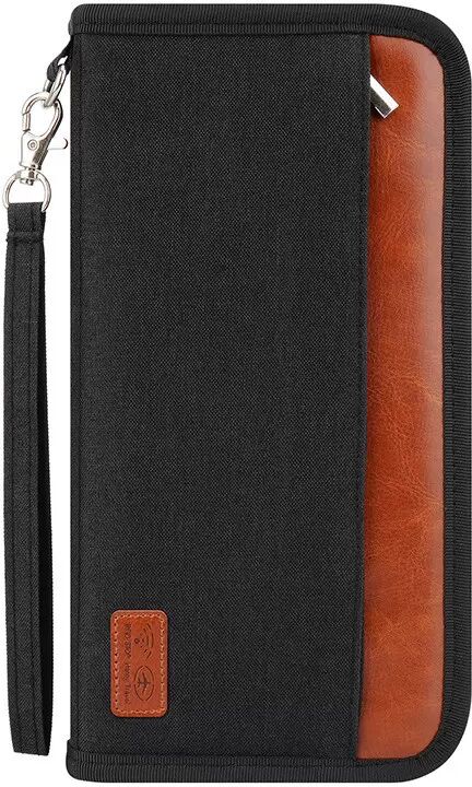 INF Organisateur de documents de voyage pour passeport RFID Le noir