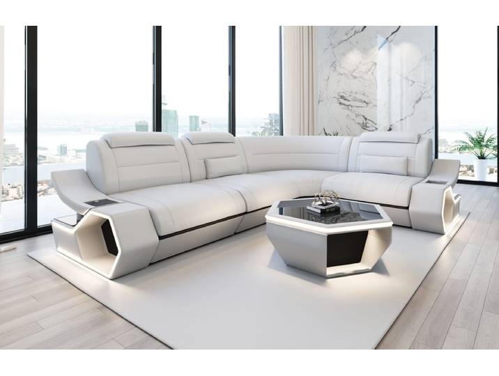 Couch Pescara L-Form in Leder