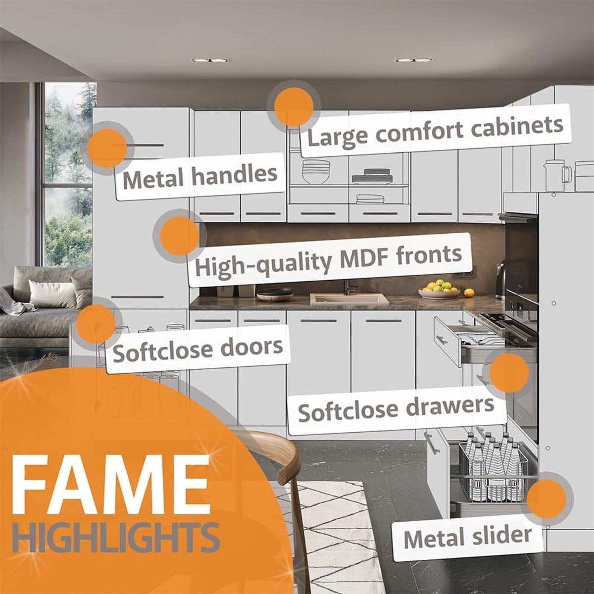 Moderne Keukenkast met Metalen Schuifladen en Softclose Scharnieren