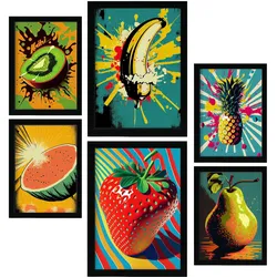 POSTER Set Mit 6 Sommerzeit Vollfarbige Plakate Von Obst, Gemüse A3 & A4 Rahmenlos