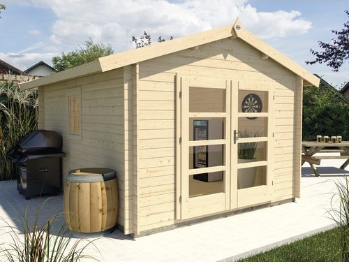 Gartenhaus weka Man Cave Man's Friend mit Fußboden inkl. Holztheke 380 x 410 cm natur