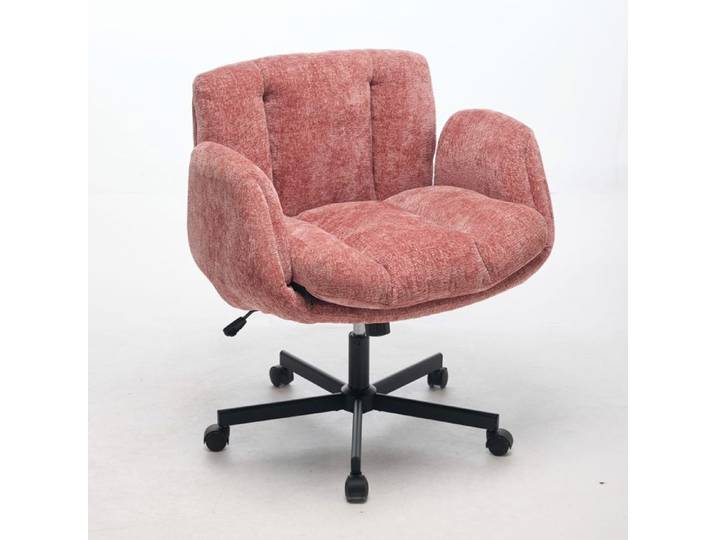 Chaise de bureau réglable en hauteur avec accoudoirs réglables chaise pivotante avec roulettes chaise de coiffeuse rose