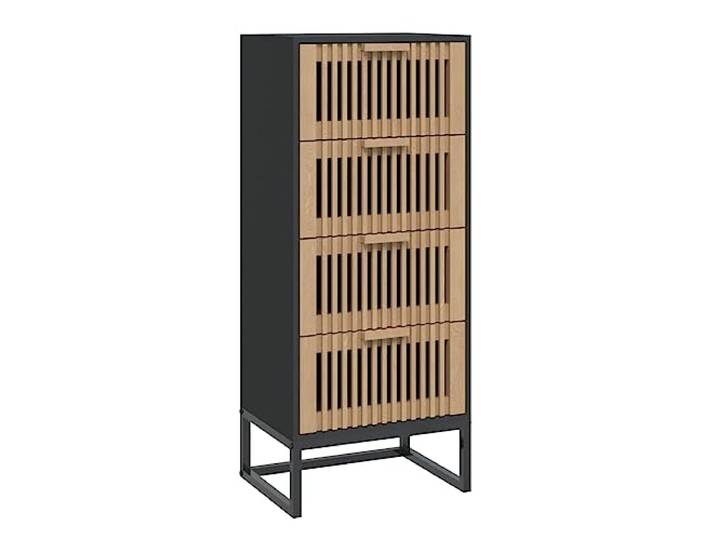 Kaorsrow Highboard Schwarz 40x30x95 cm Beistellschrank Kommode Kompakter Schrank aus Holzwerkstoff mit stabilen Eisenbeinen und Schubladen für Wohnzimmer und Flur.