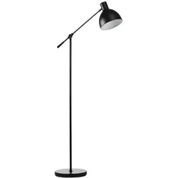 MODFU Stehleuchte Industrie Design Schwarz 30x30x155 cm höhenverstellbar mit verstellbarem Arm und Metallschirm, Fußschalter, E27