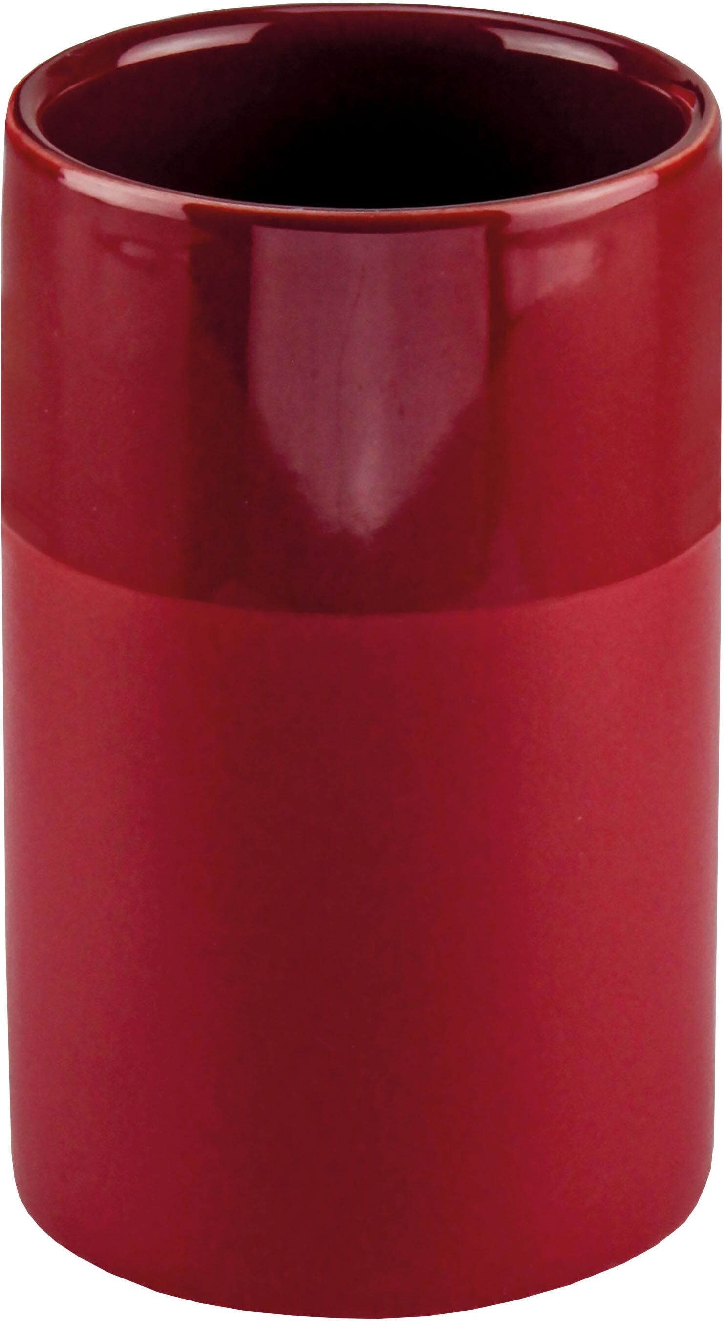 Zahnputzbecher KLEINE WOLKE "Deep", rot (granat), B:6,8cm H:11,2cm L:6,8cm Ø:6,8cm, Steinzeug, Zahnputzbecher, Zahnputzbecher granat Einheitsgröße