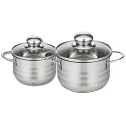 Fackelmann Töpfe und Pfannen Elo Brillant Stahl 1,75 L 1,25 L 2 Stücke, Pfannenset + Topfset, Grau