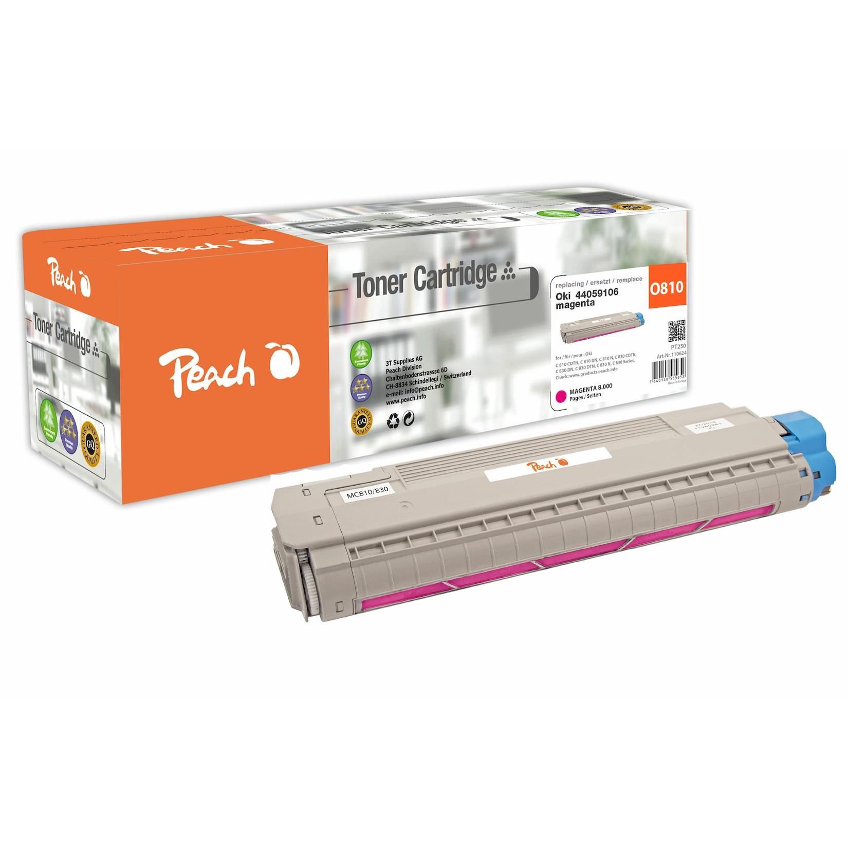 Peach O440591 Toner ma ersetzt OKI 44059106 für z.B. OKI C 810 CDTN, OKI C 810 DN, OKI C 810 N, OKI C 830 CDTN, OKI C 830 DN, OKI C 830 DTN (wiederaufbereitet)