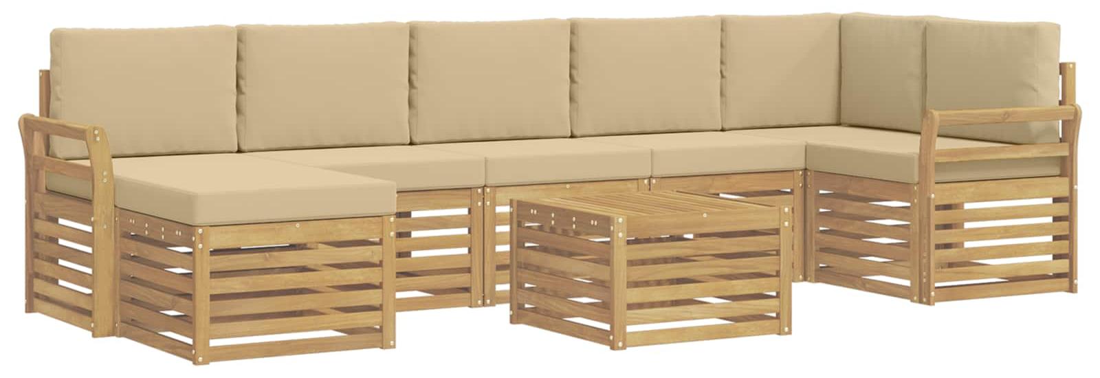 Garnitur aus 8 Outdoor-Sofas, Farbe Beige, Material: Polyester