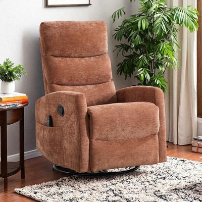 Manual Recliner Chair with Rocking & 360° Swivel, Heat Massage for Living Room