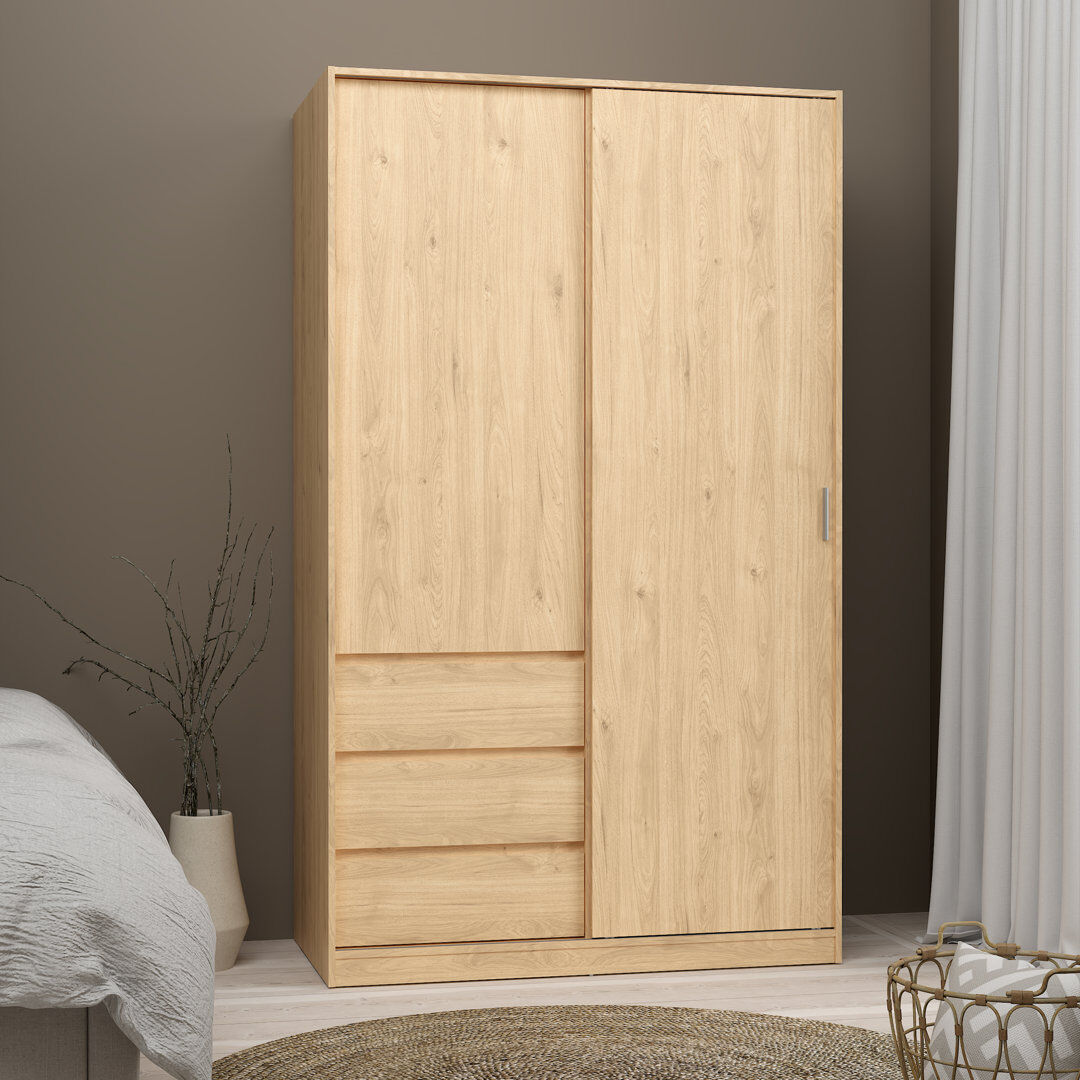 Latitude Run Parley 2 Door Wardrobe Jackson Hickory Oak 200.4cm H X 118.5cm W X 60cm D