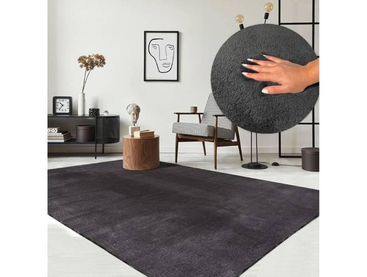 Tapis Moderne - The Carpet - LOFT - Anthracite - 200x280 cm - Lavable - Antidérapant