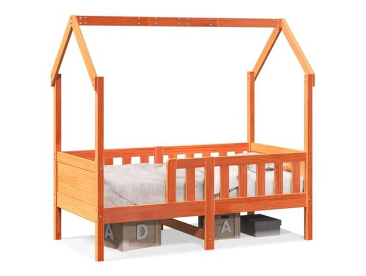 PUGYNBK Kinderbett aus Massivholz, 80 x 160 cm Massives Kiefernholz, Sicherheitsgeländer, offene Decke, Selbstmontage, Aufbewahrung unter Bett, Latten im Lieferumfang